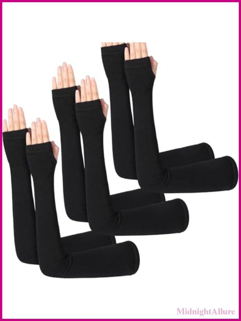 3 Pairs Long Arm Sleeve Cotton Fingerless Gloves Thumb Hole